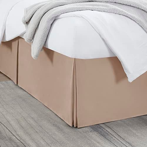 Nestl Taupe Full XL Bed Skirt - Full XL Size Bed Skirt 14 Inch Drop - Brushed Microfiber Bed Skirts - Hotel Quality Pleated Bed Skirt - Shrinkage & Fade Resistant
