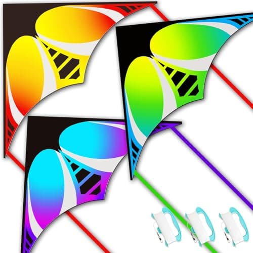 HONBO Lollipop Kite for Adults and KidsEasy Flyer Large Kite with 2x115ft Detachable Tails The Easiest Single Line Beach Kite Comes with 200ft String Kite Handle Lollipop