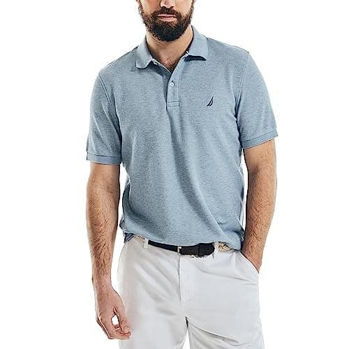 Nautica Men's Stainably Crafted Classic Fit Performance Deck Polo, Deep Anchor Heather, 3XLarge