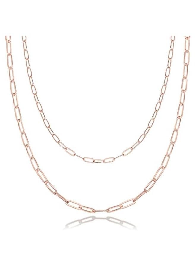14K Gold Plated Dainty Layering Necklaces for Women | Snake Chain, Curb Link, Paperclip Layered Chains | Trendy Layering Necklace
