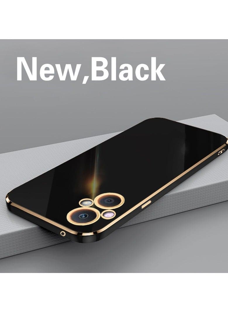 OPPO Reno 7Z 5G/8Z 5G Black Mobile Phone Case Cover, Luxury Plating Soft Back Cover, Raised Full Camera Protection