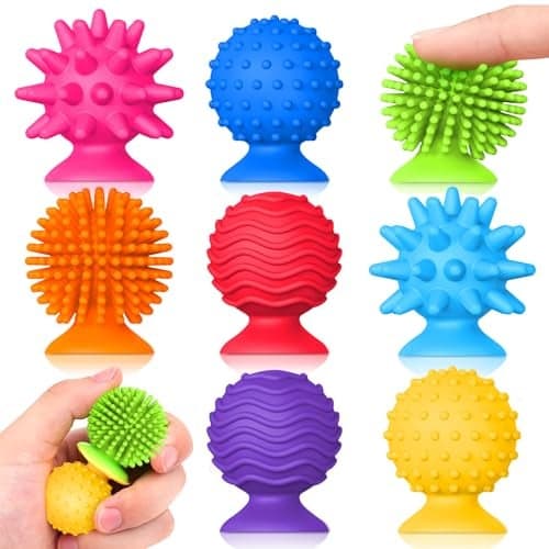 Sensory Fidget Toys Kids Adults Qquiet Textured Suction Cup Toys for Kids with Autism Squishy Sensory Toys for Classroom Bath 8 Pack Calm Down Corner Supplies for Teens Travel Gifts for Students