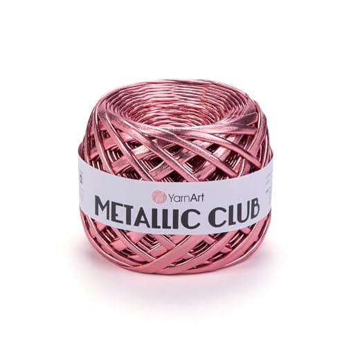 YarnArt Metallic Club Super Bulky TShirt 100 Polyester 635 oz 180 gr 60 yrds 55 Meters Shiny Colors Handbag Rug Chic Night Crochet Bag 8110
