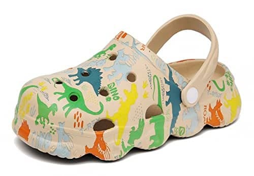 INMINPIN Kids Cute Clogs Cartoon Garden Shoes Boys Girls Slides Slippers Indoor Outdoor Children Water Shower Beach Pool Sandals,Beige A,5.5-6.5 Toddler,Kids