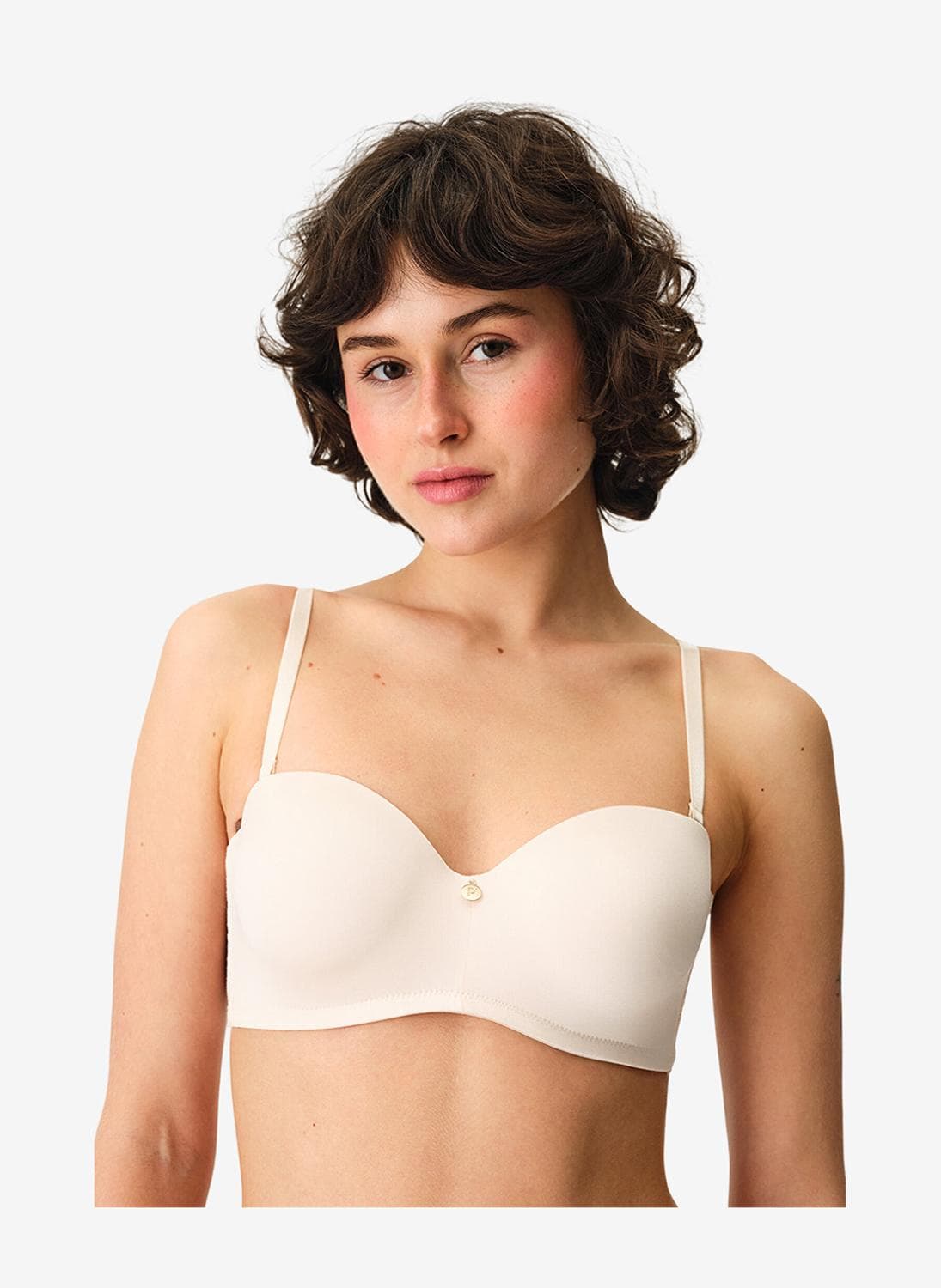 Women Lotus Essentials Cream/Pink Strapless Wired Bra