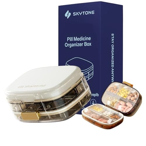 SKYTONE Pill Medicine Organizer Storage Box with 11 Compartments - Moisture Proof, Made of Food Grade Cereal Fiber, BPA free Storage Box, Ideal for Travel (Small)