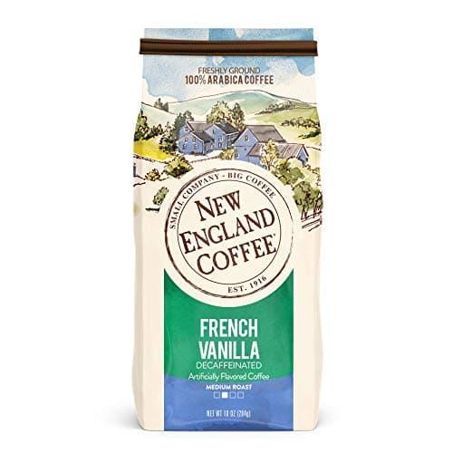 New England Coffee French Vanilla Decaffeinated Medium Roast Ground Coffee 10oz Bag Pack of 1