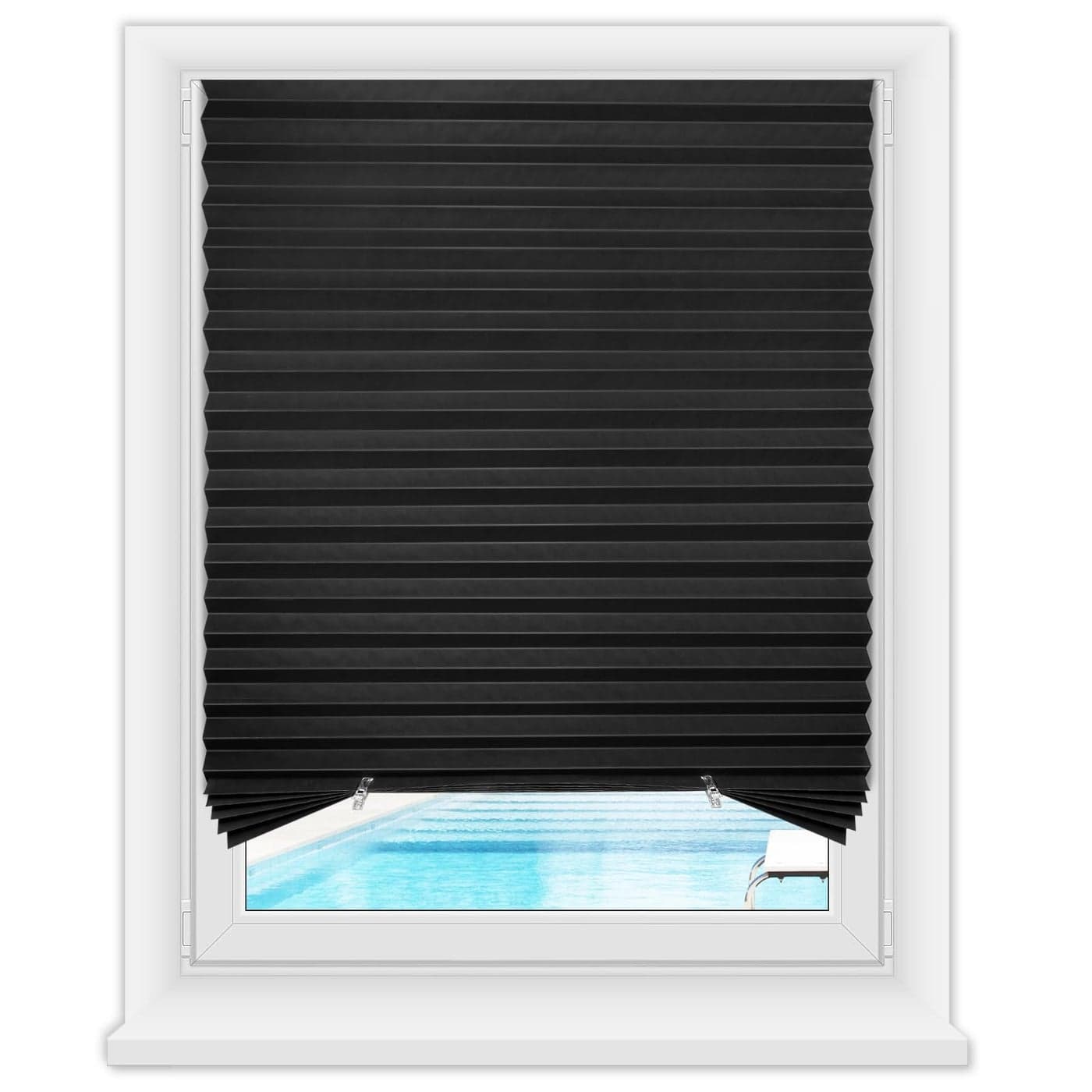 Zipcase 6 Pack Window Blackout Shades 100 Shading Cordless Light Filtering Pleated Paper Shades 36 in x 72 inFits Windows 19 36 Black