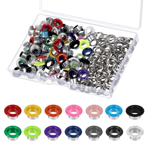 100 Set Metal Eyelets and Grommets Metal Eyelets for Paper Crafts 6mm MultiColor Grommets Kit with Storage Box for DIY Shoes Clothes Crafts Bag Paper Crafting Leather