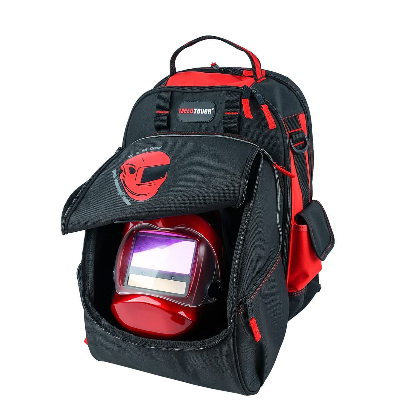 MELOTOUGH Welding Tool backpack Extreme Gear Pack with Large Capacity Helmet Holder Luggage Storage BagRed