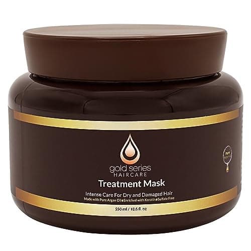 Gold Series Treatment Mask Deep Hydrating Argan Oil Hair Mask for Dry Damaged Color Treated and Curly Hair Enriched with Keratin Sulfate Free Natural Hair Repair Treatment 186oz