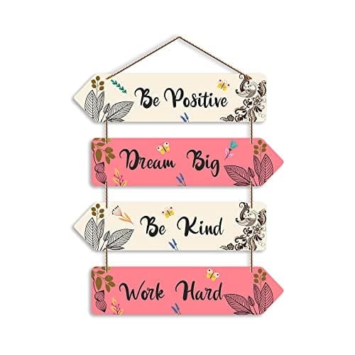 Artvibes Be Positive Dream Big Be Kind Wall Hanging Wooden Art | Quotes Decor Item | Wall Poster | Office Decor | Inspirational Quotes Wall Art | Mdf Wall Decoration | Gift Items (WH_4414N)
