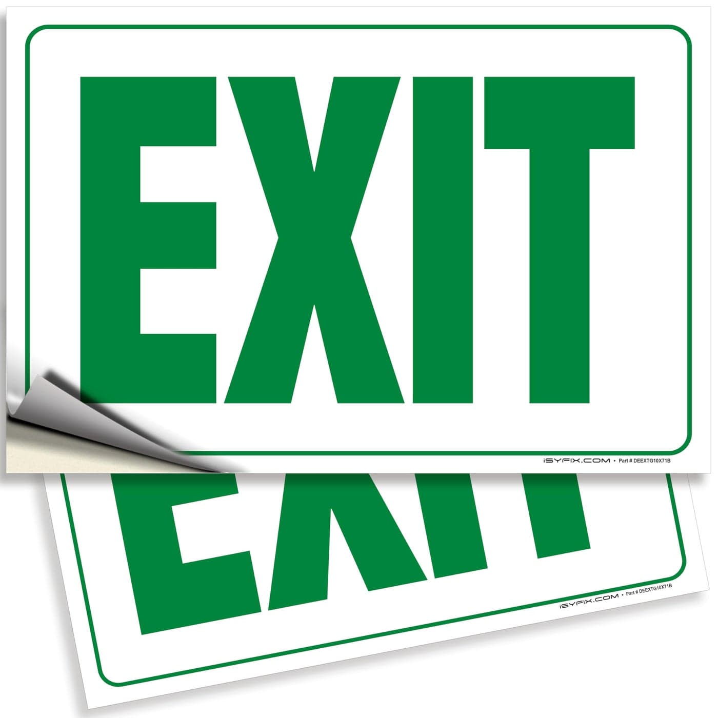 iSYFIX Exit Signs Stickers 2 Pack 10x7 Inch Premium SelfAdhesive Vinyl Laminated for Ultimate UV Weather Scratch Water and Fade Resistance Indoor and Outdoor