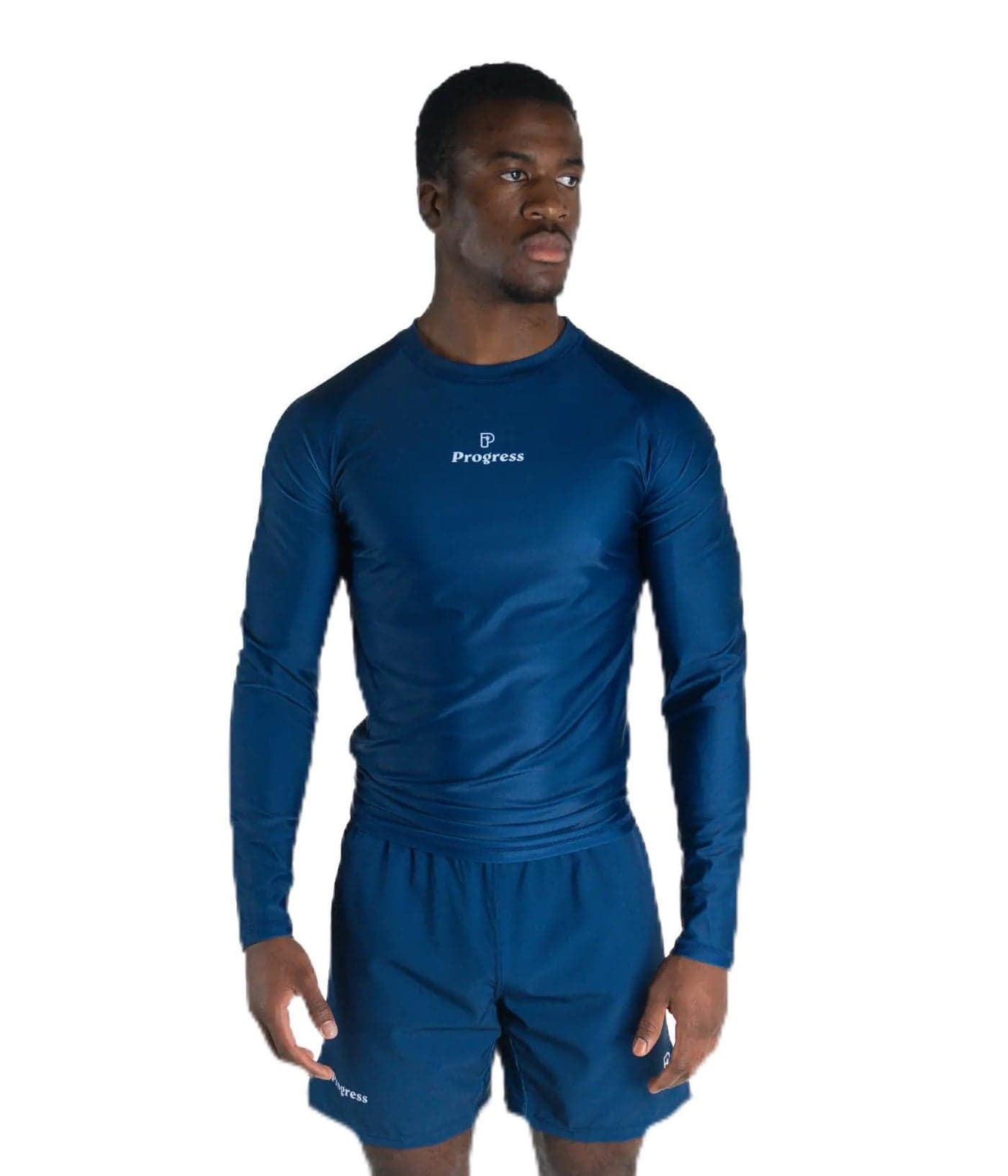 Progress Jiu Jitsu Academy Long Sleeve Sleeve Rashguard | Comfortable and Durable BJJ Rash Guard | Flexible Rash Guard for Grappling | Moisture-Wicking Compression Tops for Men and Women | Navy - M