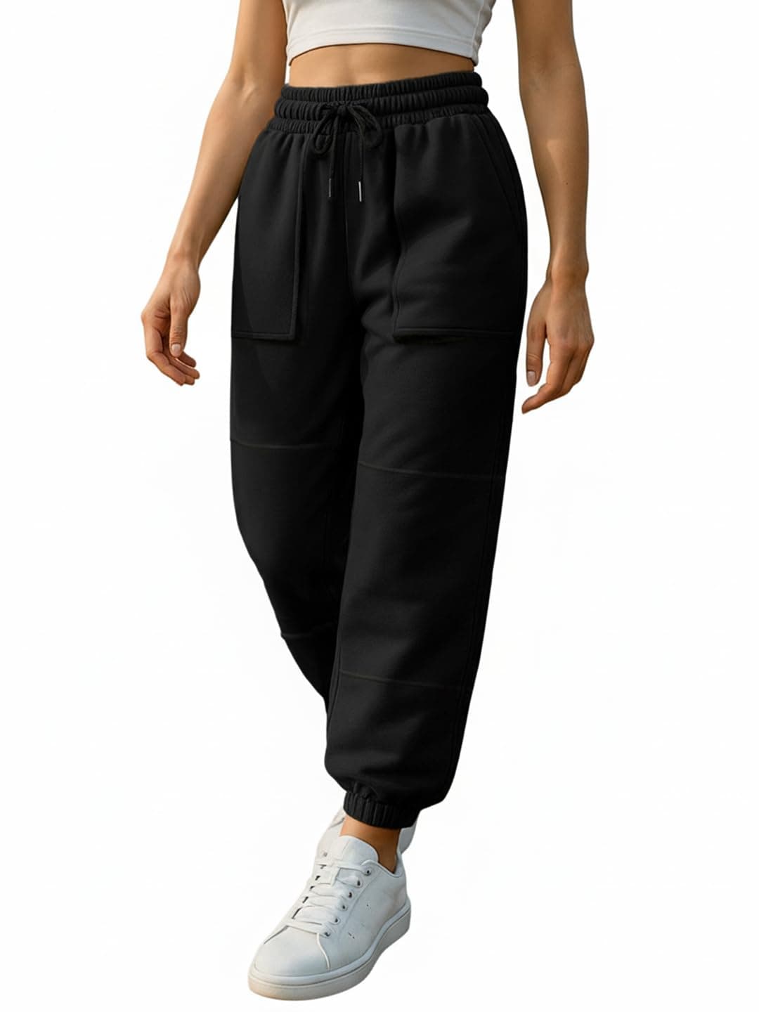 Bewakoof Air 1.0 Women's Solid Oversized Joggers_585681_Black_M, Mid Rise