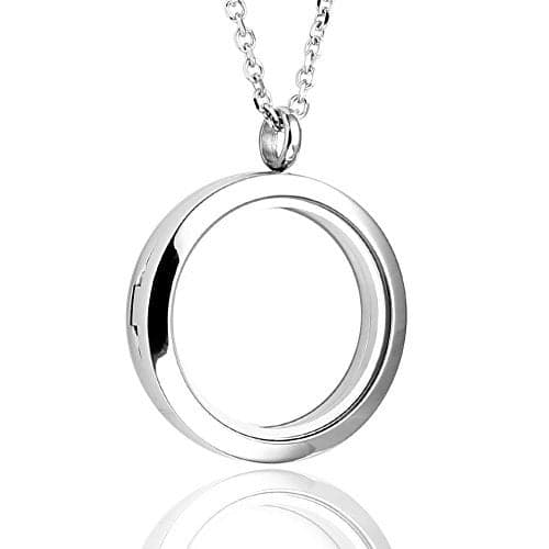 Jovivi 30mm Living Floating Memory Glass Locket Necklace - Stainless Steel Secure Closure