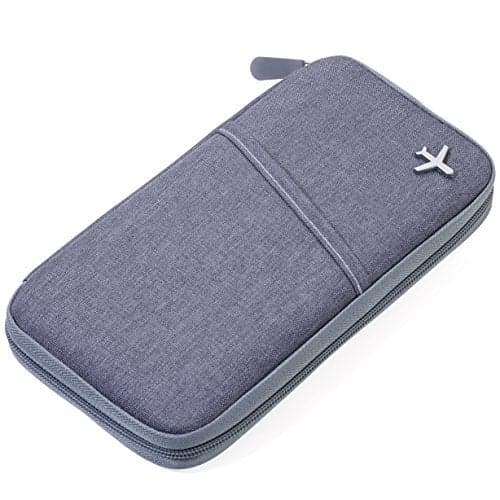 Troika Safe Flight TRV20/GY case for Travel documents, with Anti-scan Film for RFID Chips, Zip, 12 Inner compartments, Pen Loop, Made of Polyester, Grey/Orange, Original