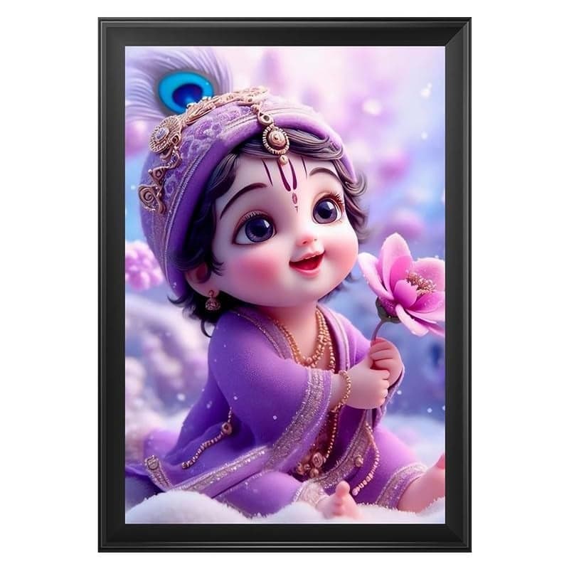 Frame Cart Baby Krishna Photo Frame | Shri Bal Gopal Wall Painting | Divine Krishna Picture Frame for Home, Living Room, Bedroom & Home Decor | Premium Spiritual Wall Art for Puja Room | Ideal Gift for Pregnant Women