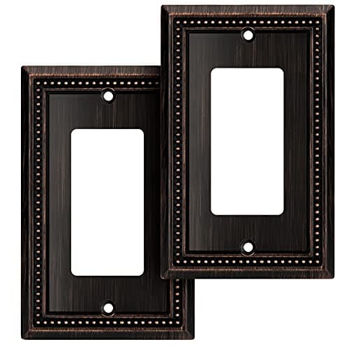 Henne Bery Sunken Pearls Heavy Duty Decorative Wall Plate Switch Plate Outlet Cover (Single Decorator, 2 Pack, Aged Bronze)