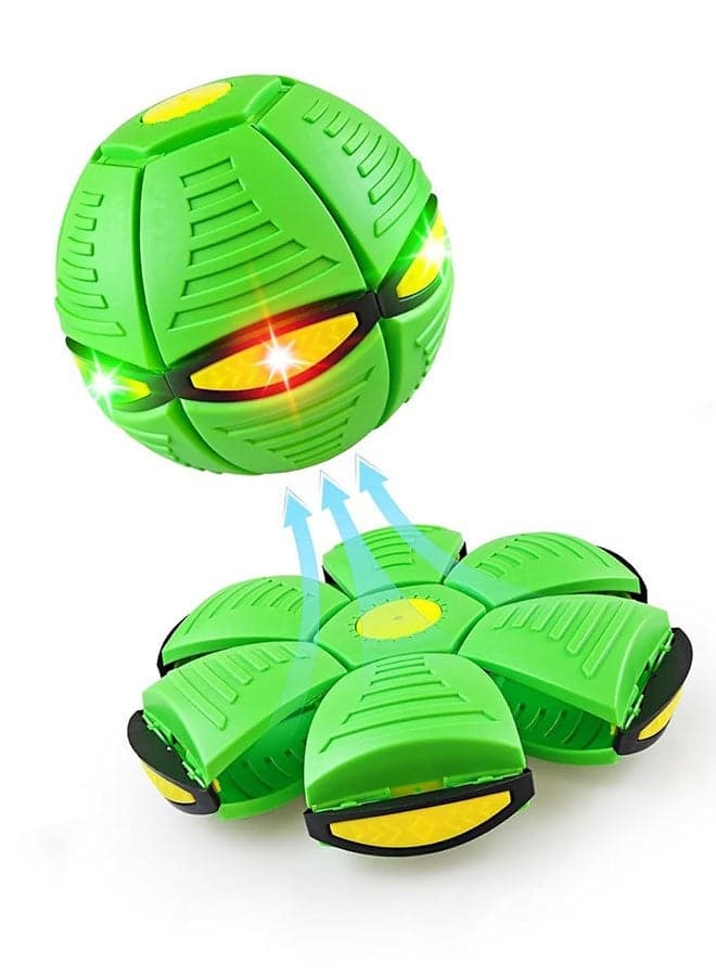 Magic Bouncing Ball 6-Light Dual Form, Magic Ball, Pop up, Metaball Transforming Design, Flying Saucer Bouncy, Interactive Bouncing Balls for Parent-Child Interaction, Indoor & Outdoor Toy for Pet and Kids, Green
