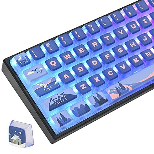 Polar Region ASA Custom keycaps ,118 Keys Double-Shot Key Cap Set for Cherry/Gateron MX switches 60 Percent / 64/61 Gaming Mechanical Keyboard(Polar Region Blue)