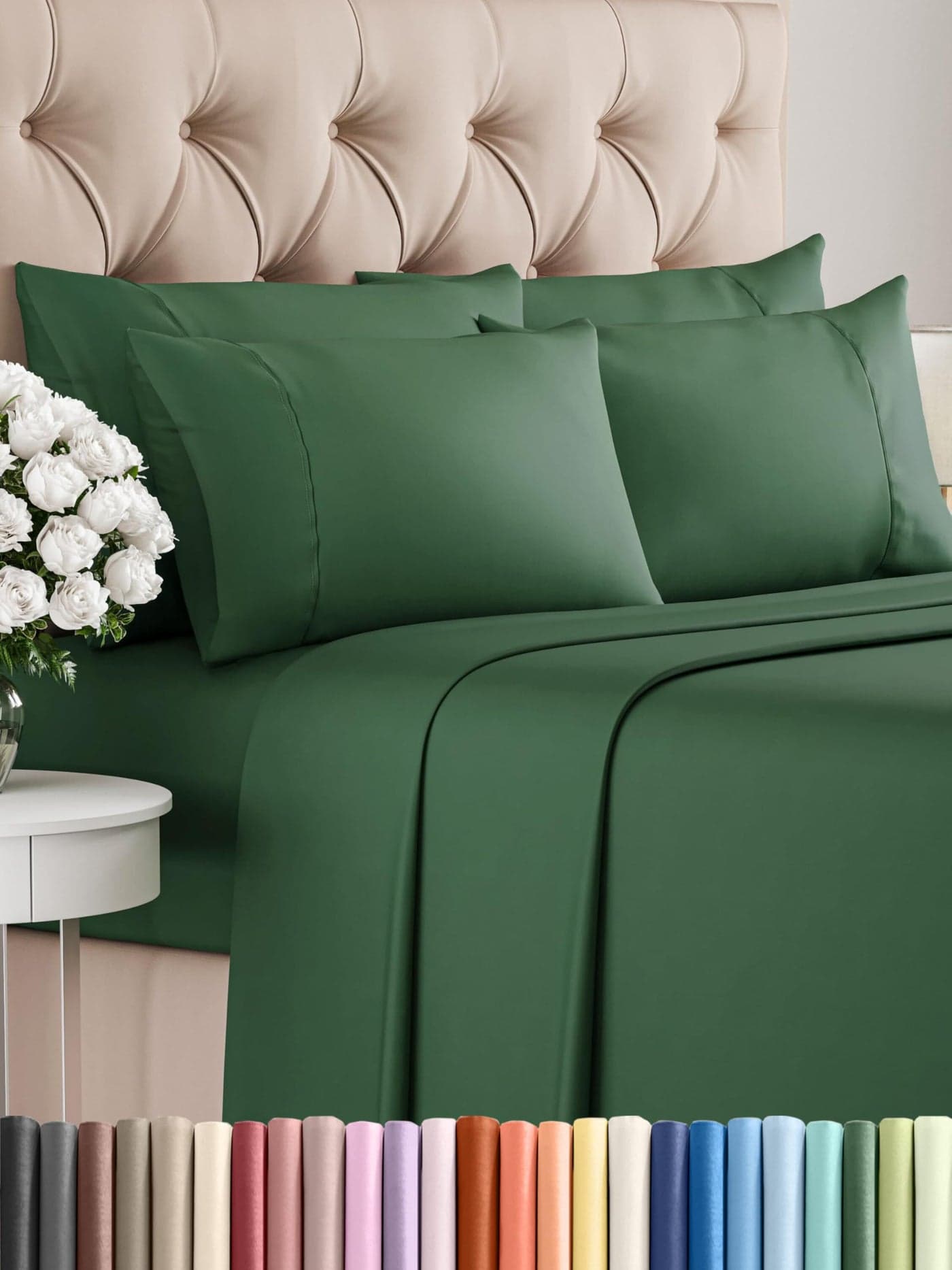 Queen 6 Piece Sheet Set Comfy Breathable Cooling Ultra Soft Hotel Luxury Bedding Set w 816 Inch Deep Pockets 1 Flat 1 Fitted Sheet 4 Pillowcases Wrinkle Free and Easy Care Emerald