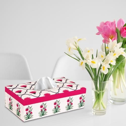 SEJ by Nisha Gupta Tissue Paper Box Holder | Tissue Box for Gifting, Office Desks, Cars & Home Decor | Tissue Holder Dining Table | Handcrafted Rectangular Napkin Holder | Tissue Paper Holder
