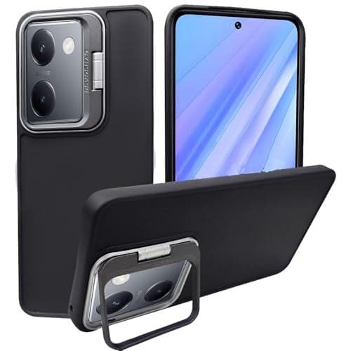 A rtistque Silicone Back Cover Case for Vivo Y200 Pro 5G / Y300 Plus with Camera Stand | Shockproof TPU | Stylish Protective Design | Slim Fit | Ultra Matte - Black