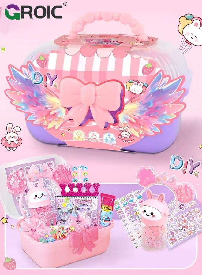 Kids Nail Art Set for Girls - Press on Nails Set, Nail Polish Set, Jewelry Boxes Hair Accessories, Pre Glue Stickers Nails Full Cover Short Acrylic Nails Set Birthday Gifts Princess Toys for Toddlers
