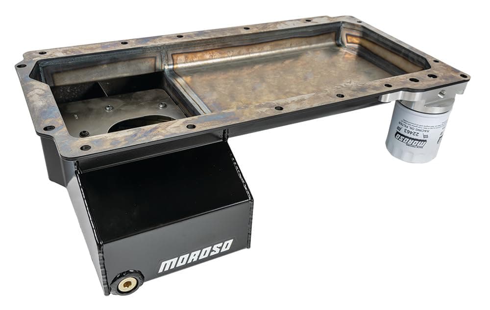 Moroso 20138 LS Front Sump Swap Oil Pan, Steel w/race baffles