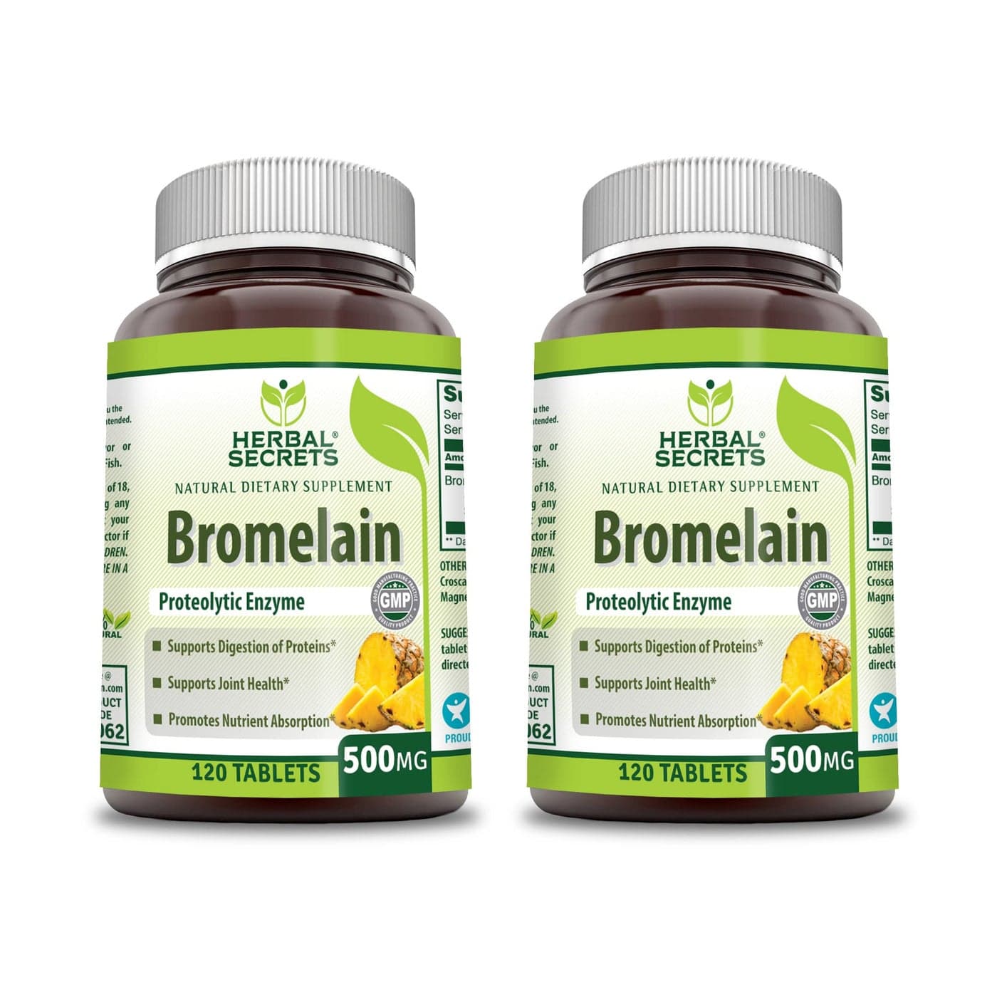 Herbal Secrets Bromelain 500 Mg 120 Tablets Supplement Pack of 2 NonGMO Gluten Free Made in USA
