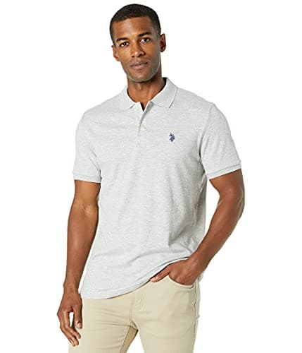 U.S. Polo Assn. Men's Solid Interlock Polo Shirt, Light Heather Gray, XXL
