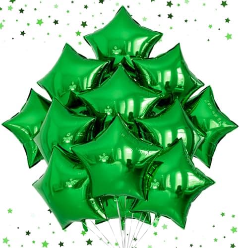 Adeyoo Star Balloons Green Star Shape Foil Balloons20Pcs 18 Inch Foil Balloon Green Star Giant Mylar Balloon for Christmas Baby Shower Birthday Anniversary Wedding Party Decorations