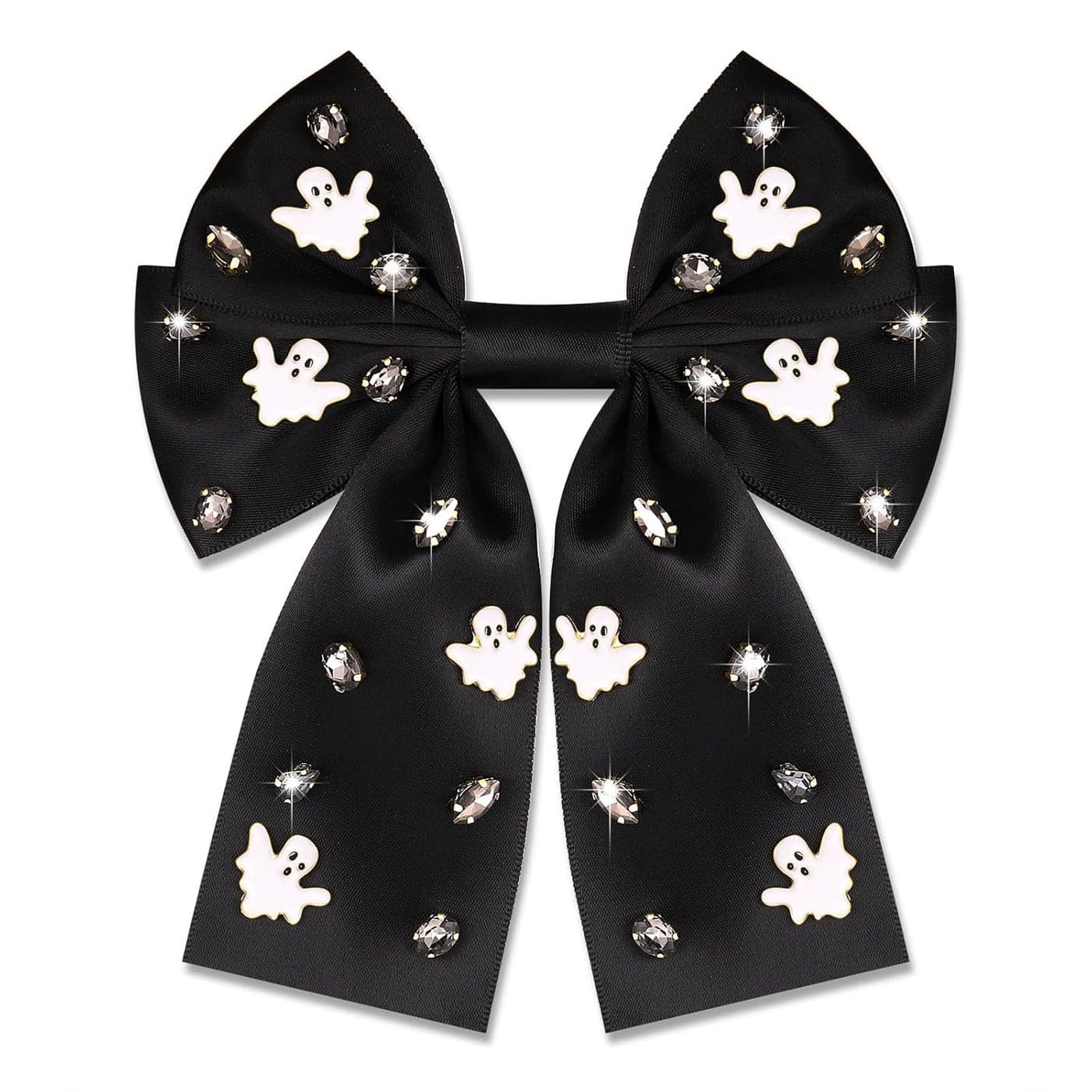 Halloween Bows for Women Halloween Hair Clips Accessories Spooky Ghost Hair Bows Jeweled Large Black Halloween Hair Ribbons Barrettes Halloween Outfits Party Favors Gifts Pattern F