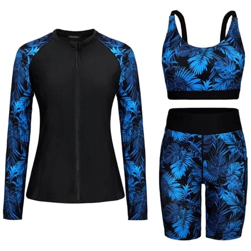 Arolina Rash Guard Swimsuit for Women 2025 Full Coverage Long Sleeve Swim Shirt with Sports Bra Swimsuit Top Black 2XL