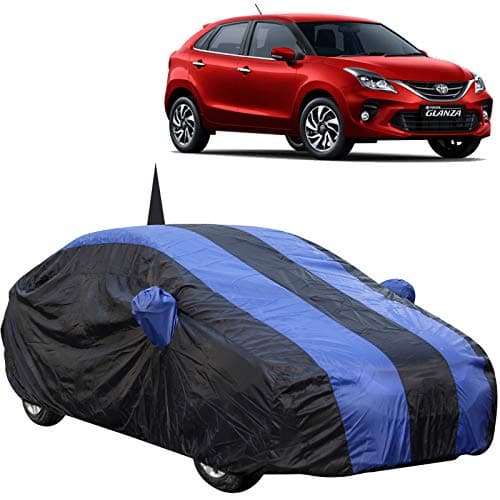 The Autostory 190 Taffeta Water Resistant Car Body Cover Compatible with Toyota Glanza with Mirror & Antenna Pockets (Royal/Navy Blue)