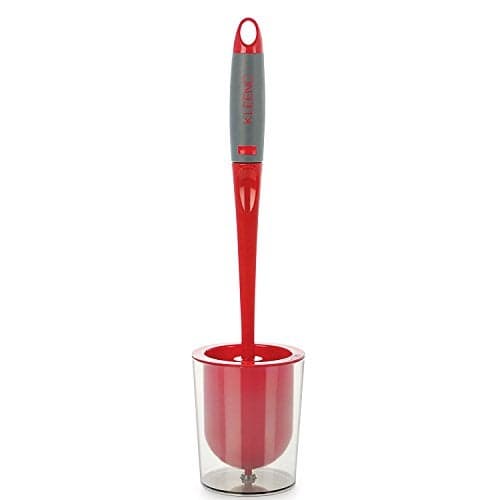 Kleeno by Cello Premium Plastic Toilet Brush with Holder (Red and Grey,Pack of 2 Piece)
