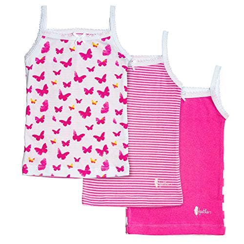 Feathers Girls Pink Butterfly Print Tagless Cami Super Soft Undershirts (3/Pack), Pink, Size 8