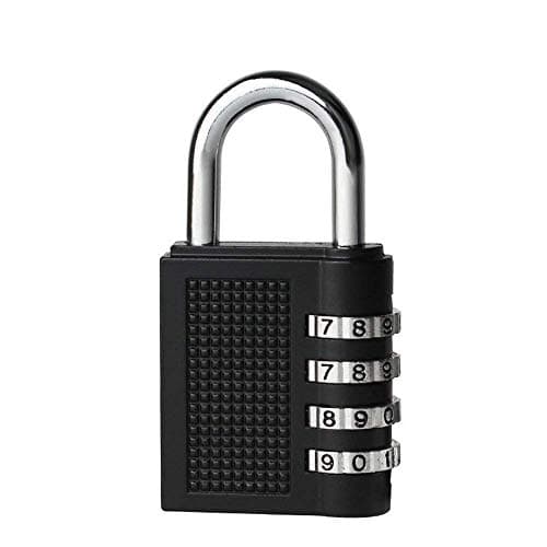 Lukzer 4-Dial Combination Padlock | Resettable Password PinLock for Home, Office, Hotel, Locker, Gate & Safe Security | Multipurpose Durable Lock – Black CH-415
