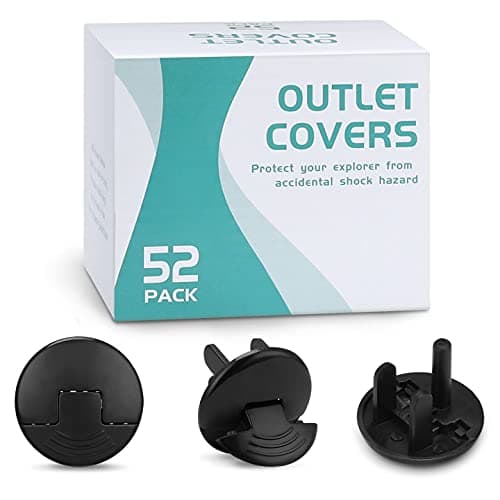52 Pack Black Safety Outlet Covers Baby Proofing Electrical Socket Outlet Plugs 3Prong Child Proof for Kids House