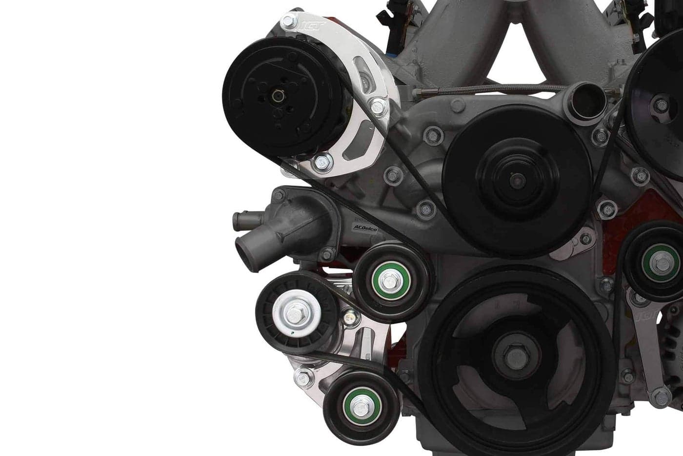 ICT Billet LS Truck Spacing Tight Fit Sanden 7176 A/C Compressor Bracket Kit Includes Automatic Tensioner for Turbo Headers AC SD7 Air Conditioning Compatible with LQ4 LQ9 L33 LR4 LSX 551137-LS71-3
