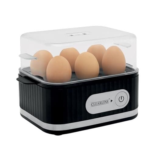 Clearline Electric Egg Boiler, 400 Watts, 3 Boiling Modes, Stainless Steel Body and Heating Plate, Boils up to 6 Eggs at a time, Automatic Shut Down