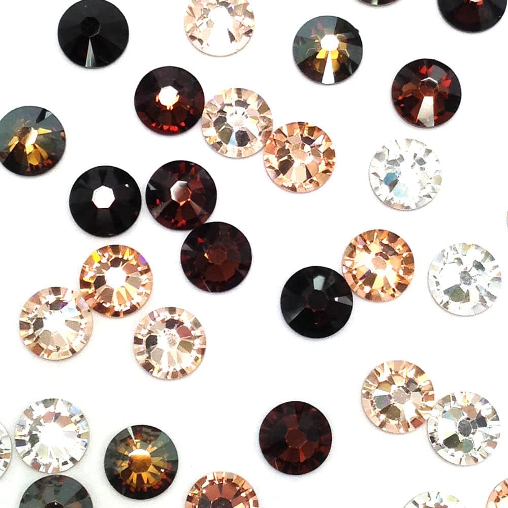 144 pcs 1 Gross Austrian Crystal Austria 2058 Xilion Rose Crystal Flat Backs NoHotfix Rhinestones Nail Art Brown Peach Colors Mix ss5 18mm from Mychobos CrystalWholesale Round Tiny