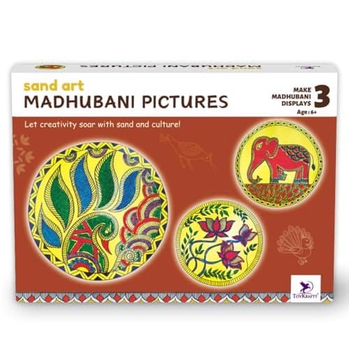 TOYKRAFTT Madhubani Sand Art Kit for Kids - Indian Art and Craft Kit for Girls & Boys 6-8 Years | Traditional Painting Activity | Ideal Birthday Return Gift for Kids