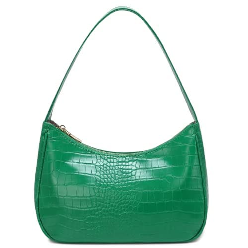 CYHTWSDJ Shoulder Bags for Women, Cute Hobo Tote Handbag Mini Clutch Purse with Zipper Closure (Crocodile Green)