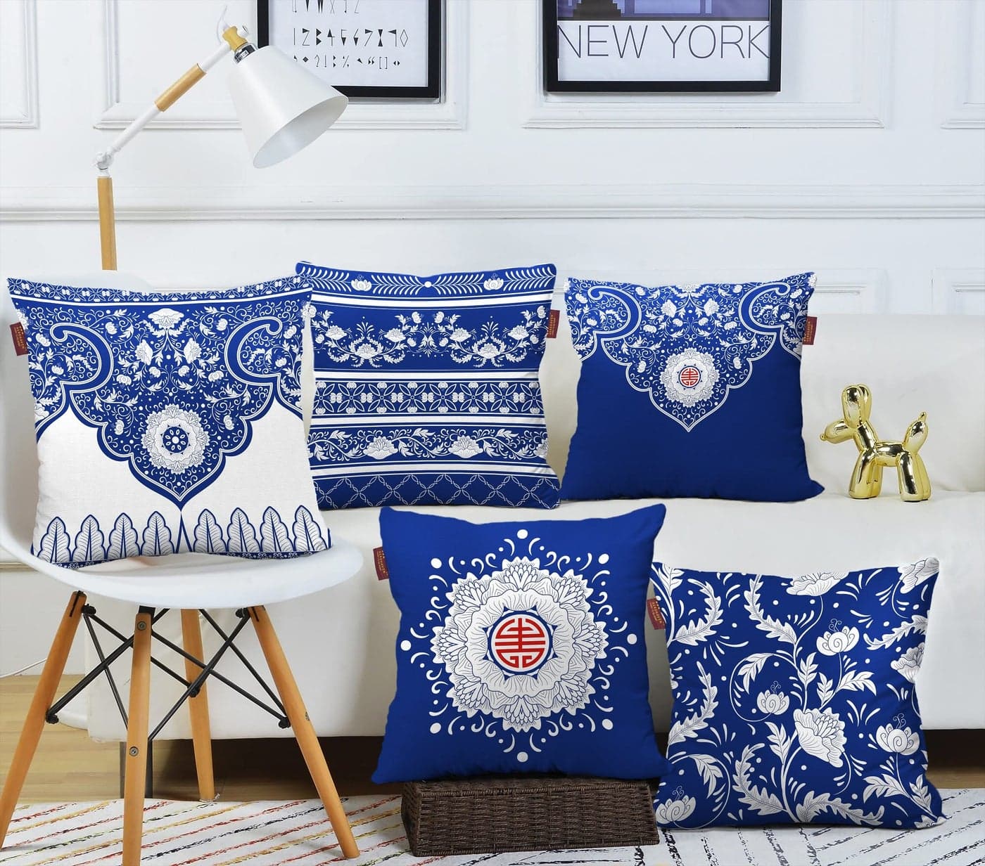 AEROHAVEN™ Set of 5 Turkish Designer Decorative Throw Pillow/Cushion Covers - 18 x 18 inches