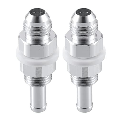 X AUTOHAUX 2pcs Car Fuel Line Fitting 6AN Male Flare Bulkhead to 5/16" Hose Barb Fuel Tank Fitting Adapters Aluminum Alloy Silver Tone