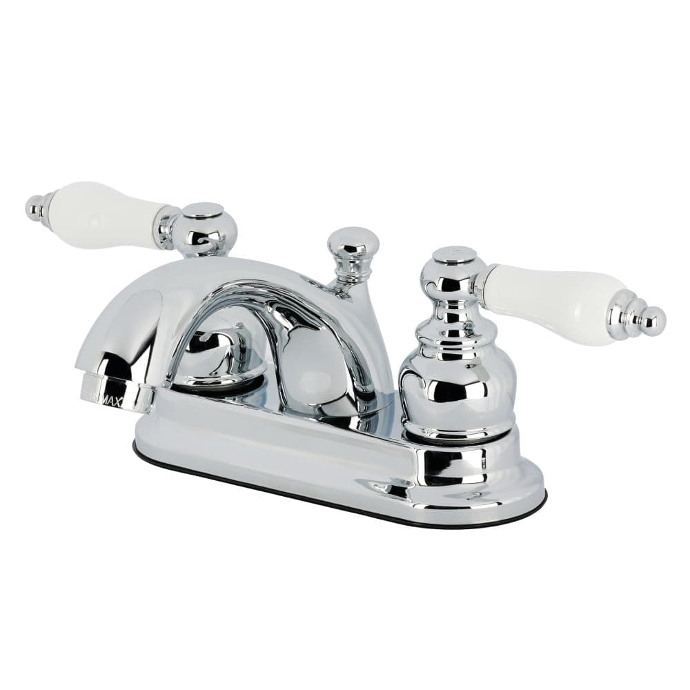 Kingston Brass KB2601PL Vintage 4Inch Centerset Lavatory Faucet Polished Chrome with Porcelain Lever Handle