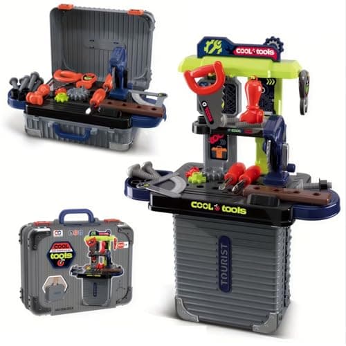 FunBlast Kids 3 in 1 Tool Kit Suitcase with Workbench – Pretend Play Tool Set for Boys, Portable Engineer Toy with Tools, DIY Construction Playset Gift for Kids 3-8 Years (Small-30 Pcs)