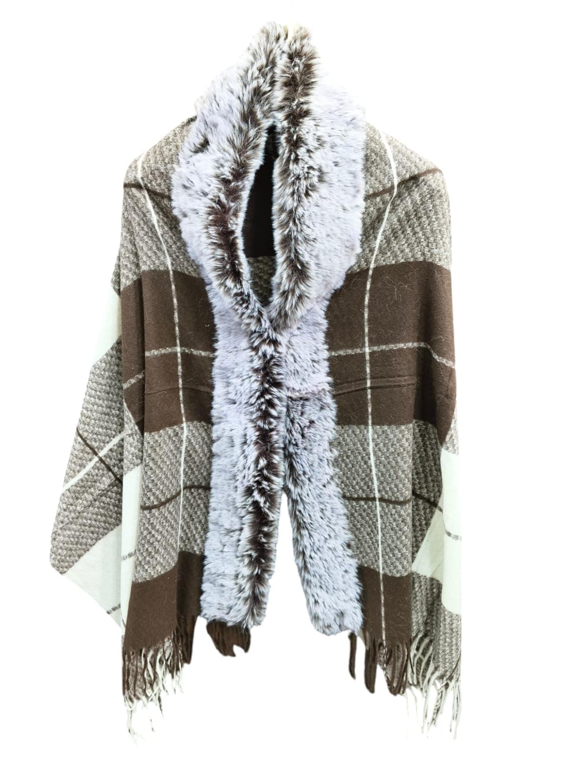 Cigain Women Winter Fashion Woolen Shawl Collar Warm Open Front Poncho Cardigan Shrug Style Wrap (in, Alpha, XL, Plus, Plus Size, Color_6)